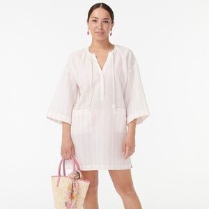 NWT J.CREW Cotton-linen V-neck beach tunic in stripe Size M